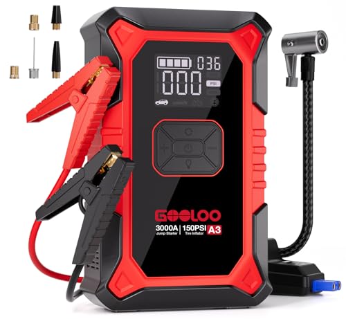 GOOLOO A3 Jump Starter with Air Compressor, 3000A Portable Car