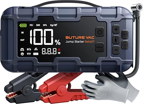 Portable 10-in-1 Car Battery Jump Starter with Air Compressor 8000A