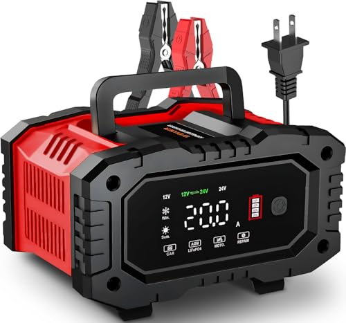 20-Amp Car Battery Charger, 12V/20A and 24V/10A LiFePO4,Lead-Acid(AGM/Gel/SLA) Automatic Smart