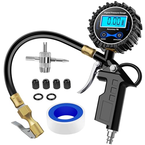 Nilight 50026R Digital Tire Inflator Pressure Gauge,250 PSI Air Chuck