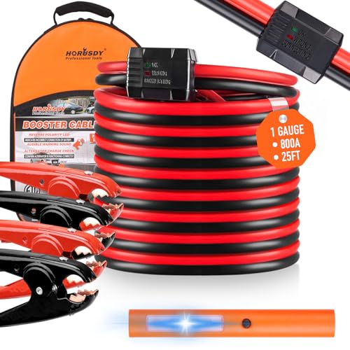 HORUSDY 25FT Jumper Cables, 1-Gauge 800A Heavy Duty Jumper Battery