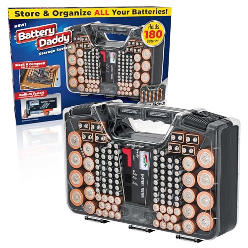 Ontel Battery Daddy Storage & Organizer Case with Tester, Stores