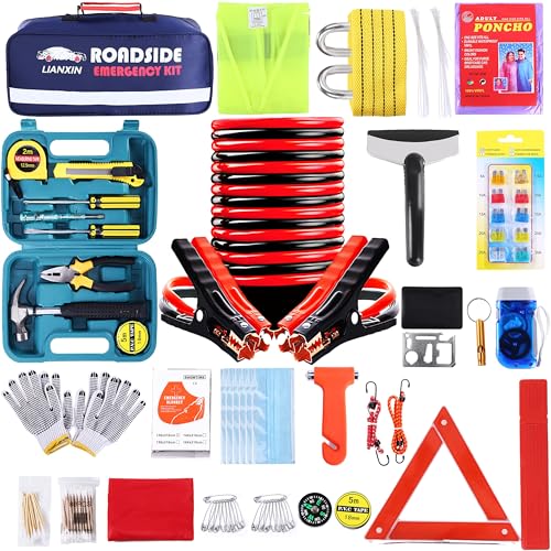 LIANXIN Roadside Assistance Emergency Kit - Car Emergency Kit with