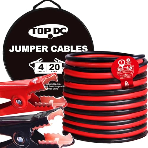 TOPDC 4 Gauge 20 Feet Jumper Cables for Car, SUV