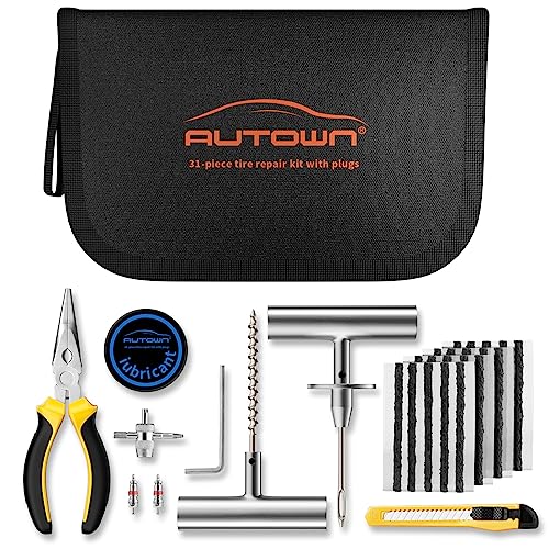 AUTOWN Flat Tire Repair Kit with Plugs 31 Pcs for