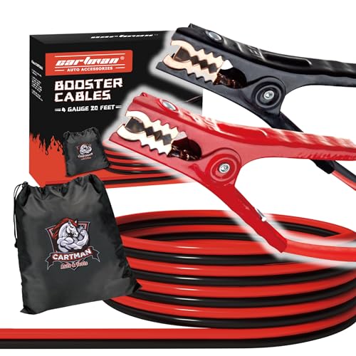 CARTMAN 4 Gauge 20 Feet Jumper Cables Automotive Booster Cables