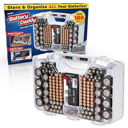 Ontel Battery Daddy Storage & Organizer Case with Tester, Stores